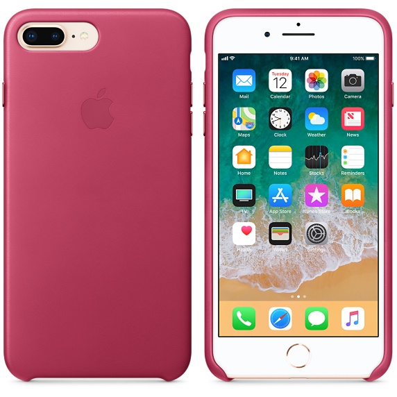iPhone 8 Plus / 7 Plus Leather Case - Pink Fuchsia