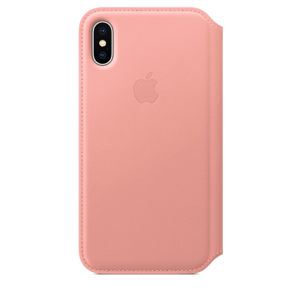 iPhone X Leather Folio - Soft Pink