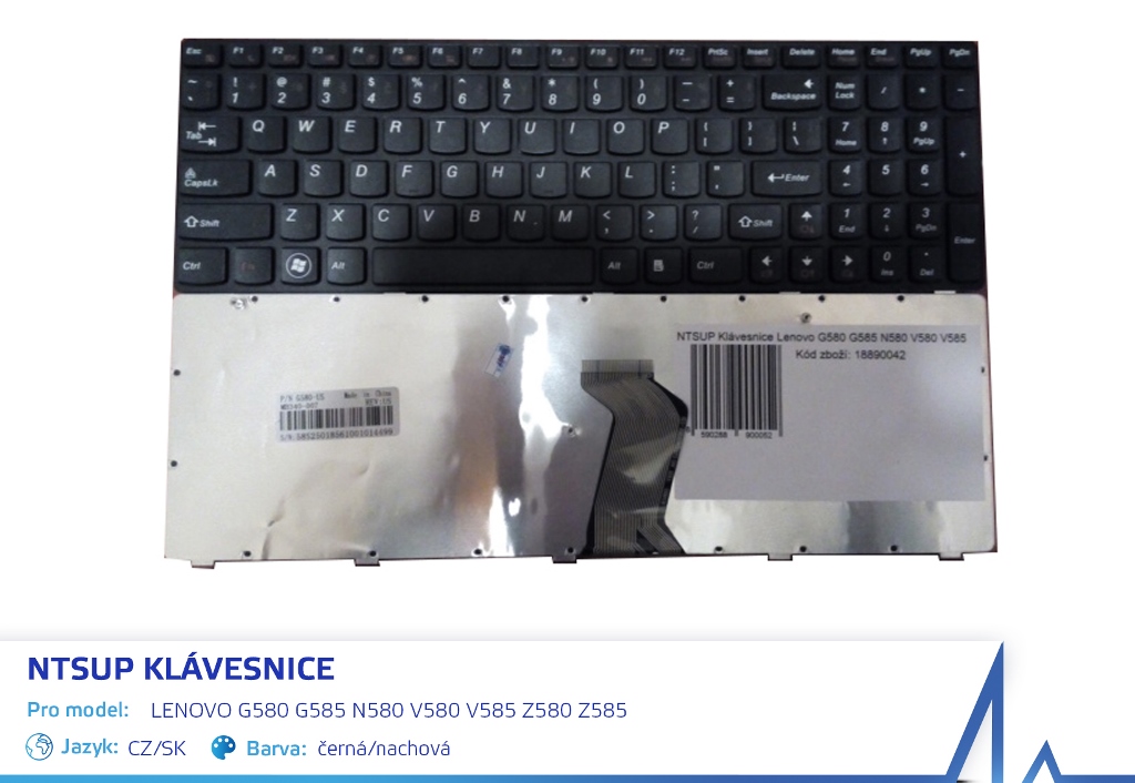 NTSUP Kl�vesnice Lenovo G580 G585 N580 V580 V585 Z580 Z585 �ern�/nachov� CZ/SK