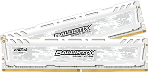 16GB kit DDR4 - 2400 MHz Crucial Ballistix Sport LT White CL16 DR x8 DIMM, 2x8GB