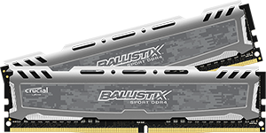 32GB kit DDR4 - 2400 MHz Crucial Ballistix Sport Grey CL16 DR x8 DIMM, 2x16GB