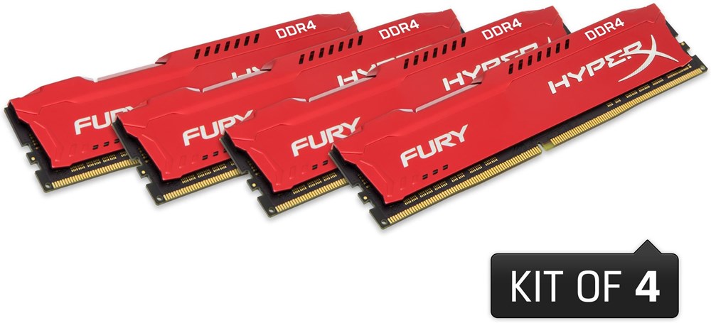 64GB DDR4 2133MHz CL14 DIMM HyperX FURY Red, 4x16GB