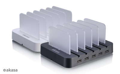 AKASA USB nab�jec� stanice - 5 port� - �ern�