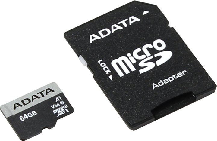 ADATA MicroSDXC 64GB U3 V30S a� 95MB/s + adapter