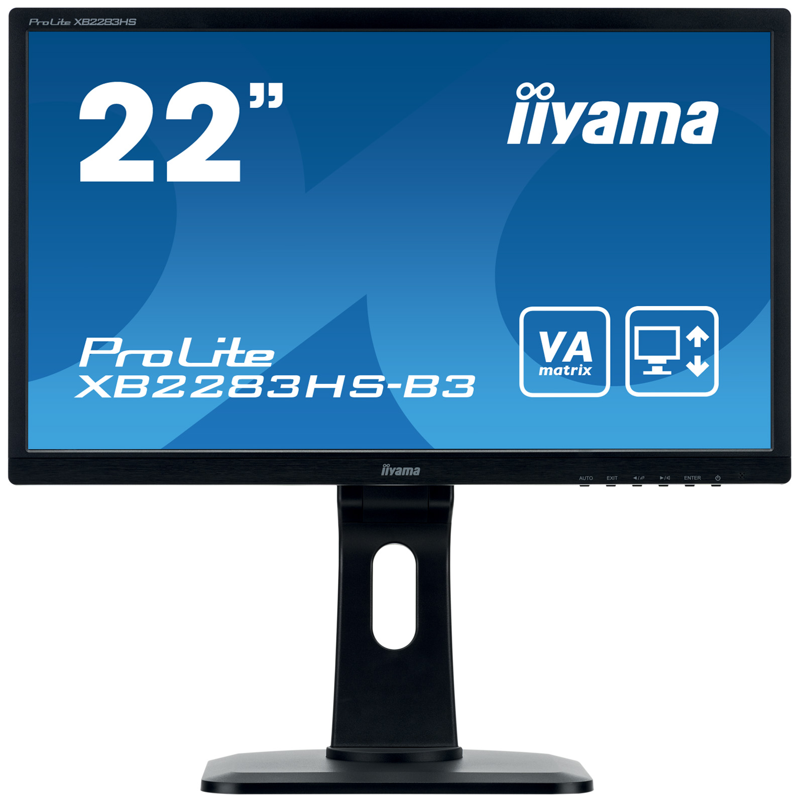 22' iiyama XB2283HS-B3 - VA,FullHD,4ms,250cd/m2, 3000:1,16:9,VGA,HDMI,DP,repro,v��kov.nas.,pivot
