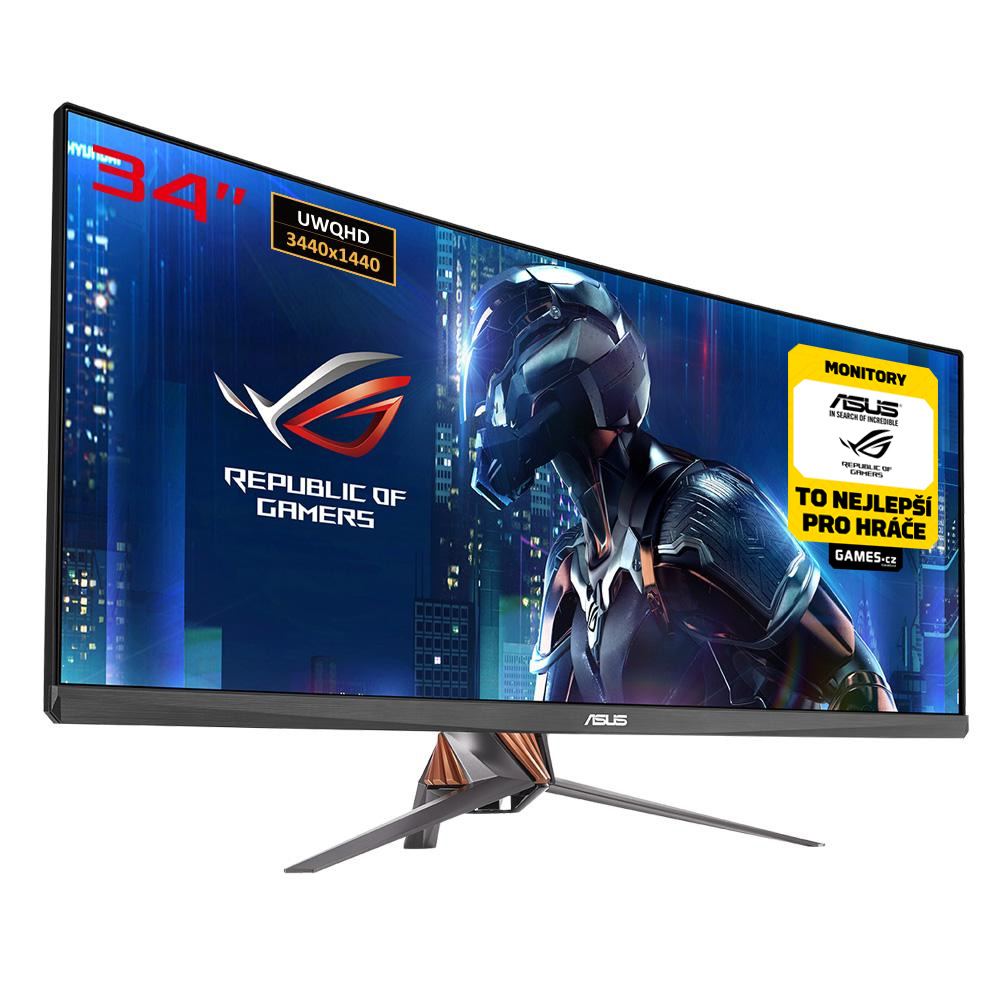 34' WLED ASUS PG348Q ROG - UW QHD, 21:9, HDMI, DP, prohnut�, 100Hz, G-Sync, repro.