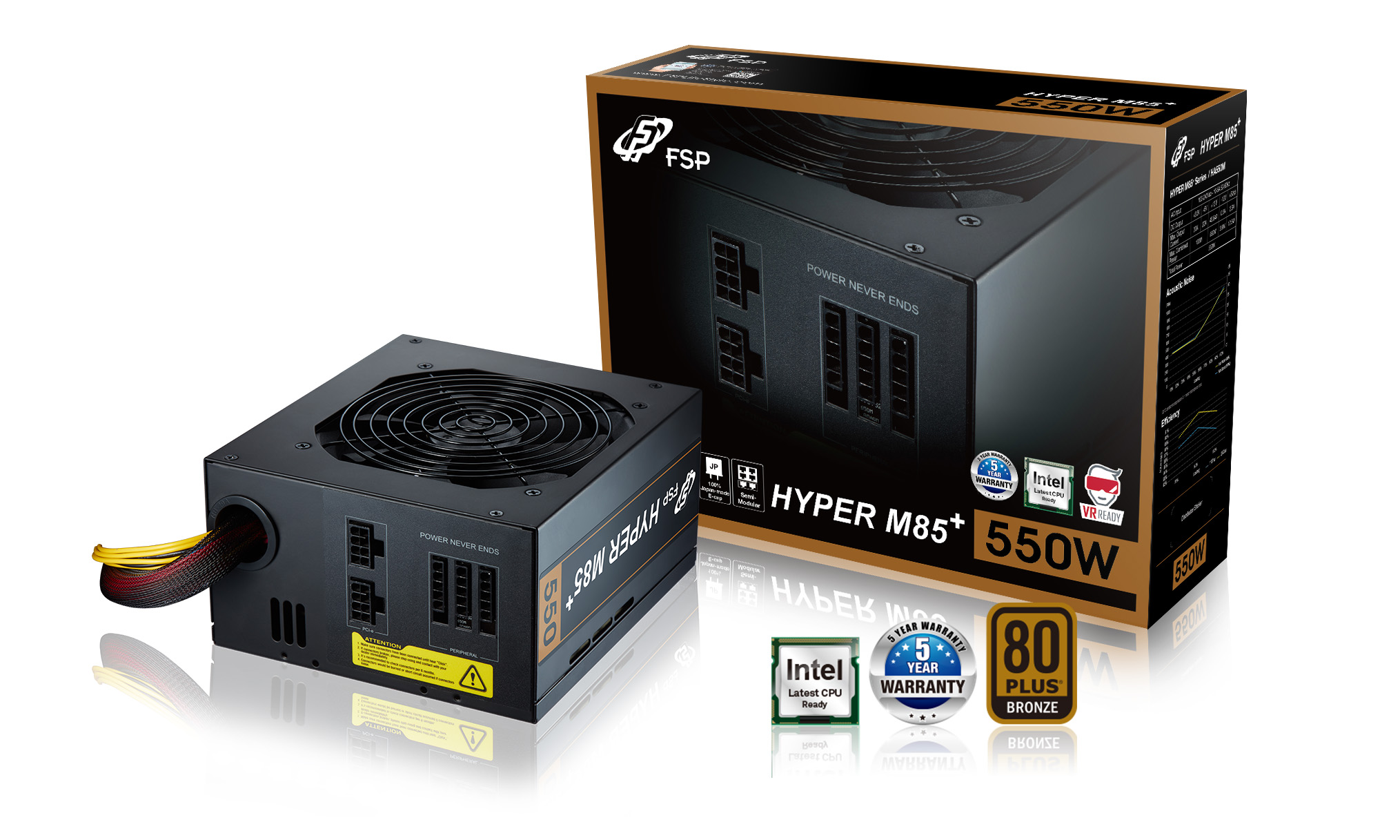 FSP/Fortron HYPER M 550, 80PLUS BRONZE, 550W, modular