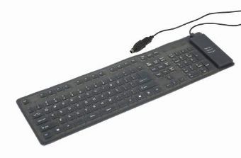 Gembird kl�vesnice flexibiln�, USB+PS/2, US, �ern�, US layout 