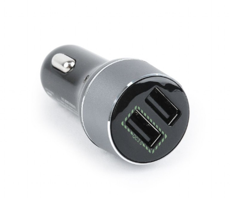 USB autonab�je�ka GEmbird, 2xUSB,2100mA, Quick Ch.