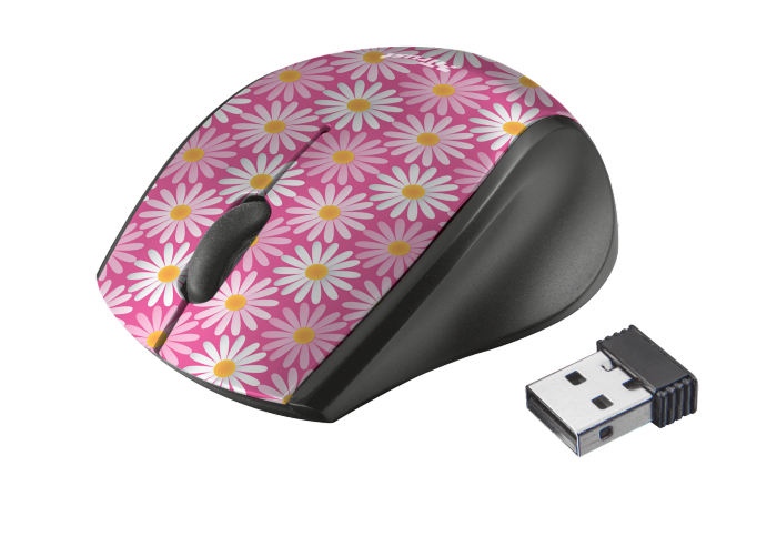 my� TRUST Oni Wireless Micro Mouse - pink flower 