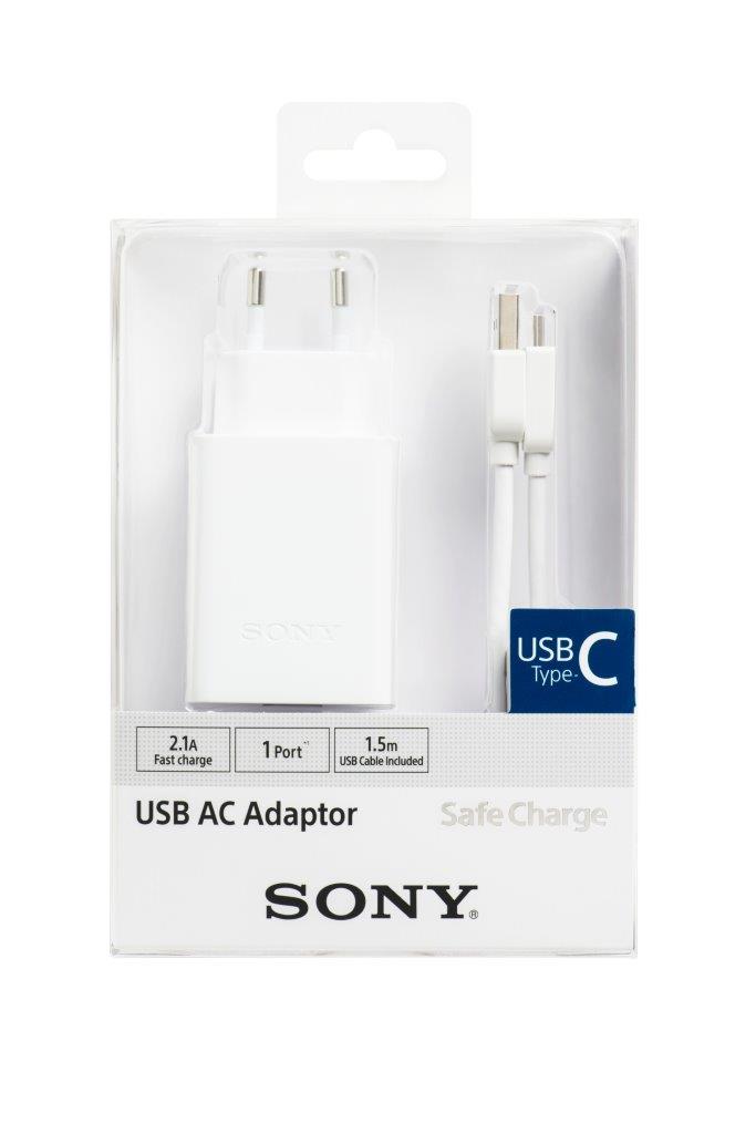 Sony AC adapt�r, 2.1A,Type A-Type C, 1,5m, b�l�