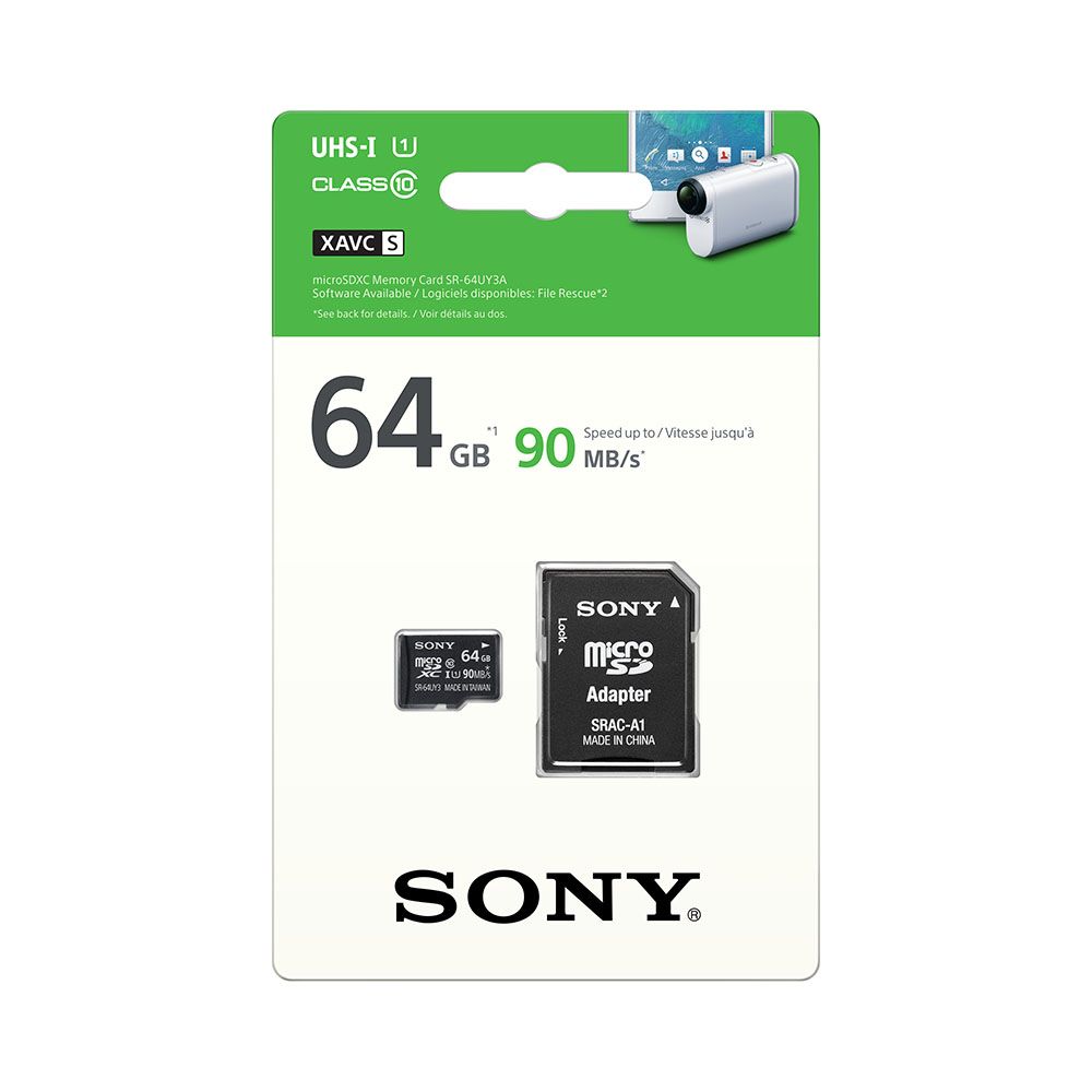 SONY microSD karta 64GB, class10, 90MB/s, adapter