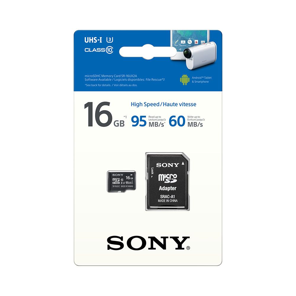 SONY microSD karta 16GB, class10, 95MB/s, adapter