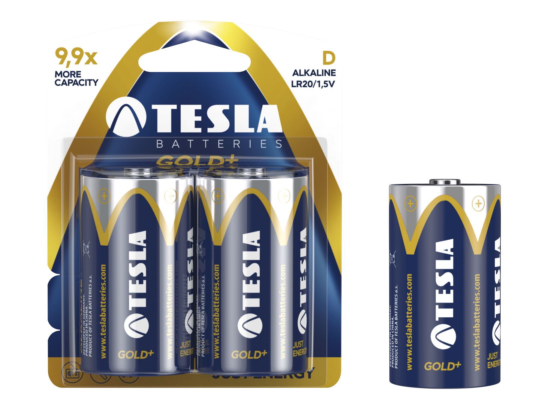 TESLA - baterie D GOLD+, 2ks, LR20