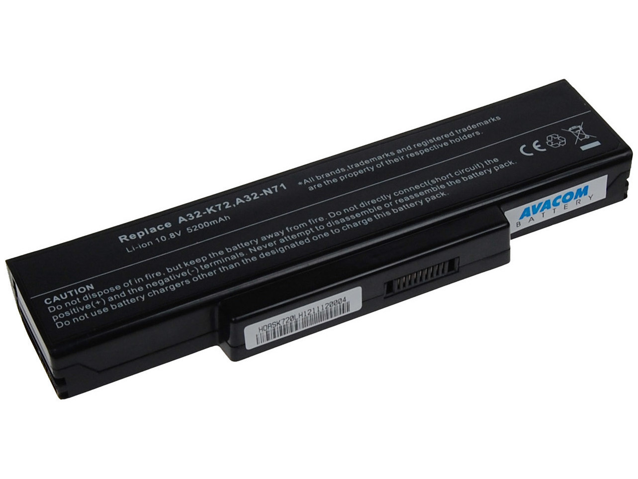 Baterie AVACOM NOAS-K72-S26 pro Asus A72/K72/N71/N73/X77 Li-Ion 11,1V 5200mAh/58Wh 