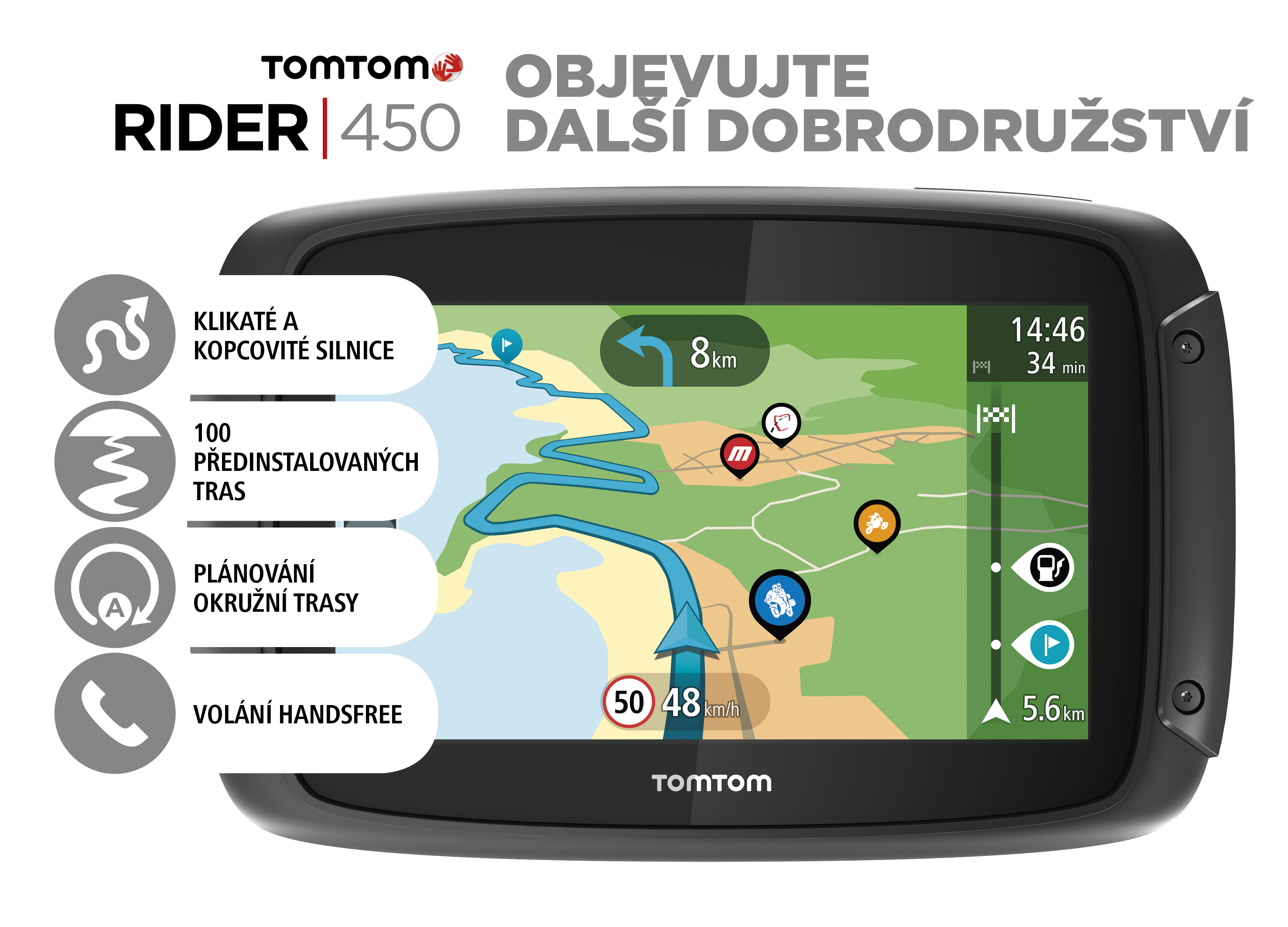 TomTom Rider 450 World pro motocykly, LIFETIME mapy 