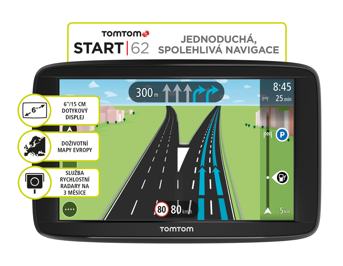 TomTom START 62 Europe, LIFETIME mapy 