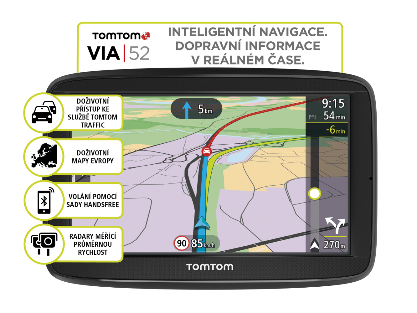 TomTom VIA 52 Europe, LIFETIME mapy