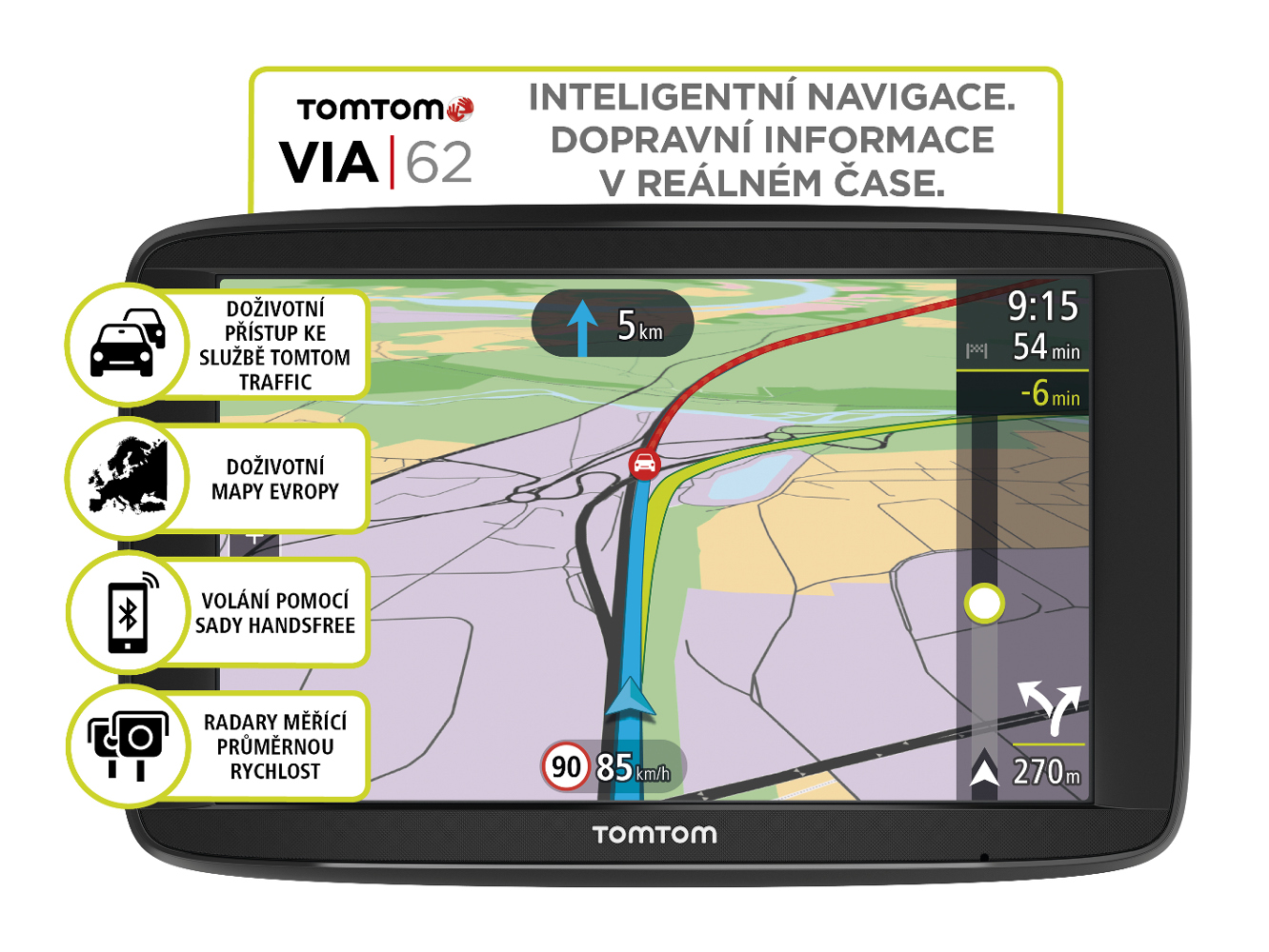 TomTom VIA 62 Europe, LIFETIME mapy