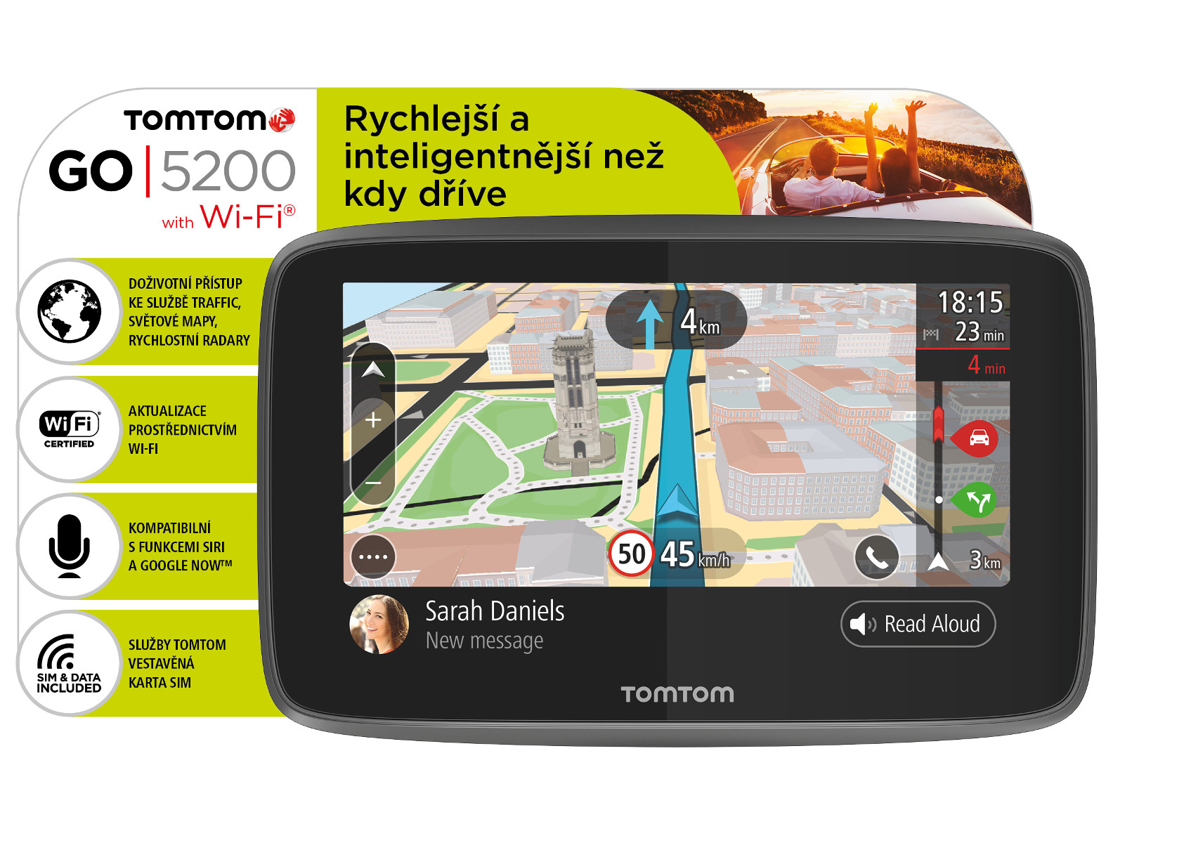 TomTom GO 5200 World, Wi-Fi, LIFETIME mapy