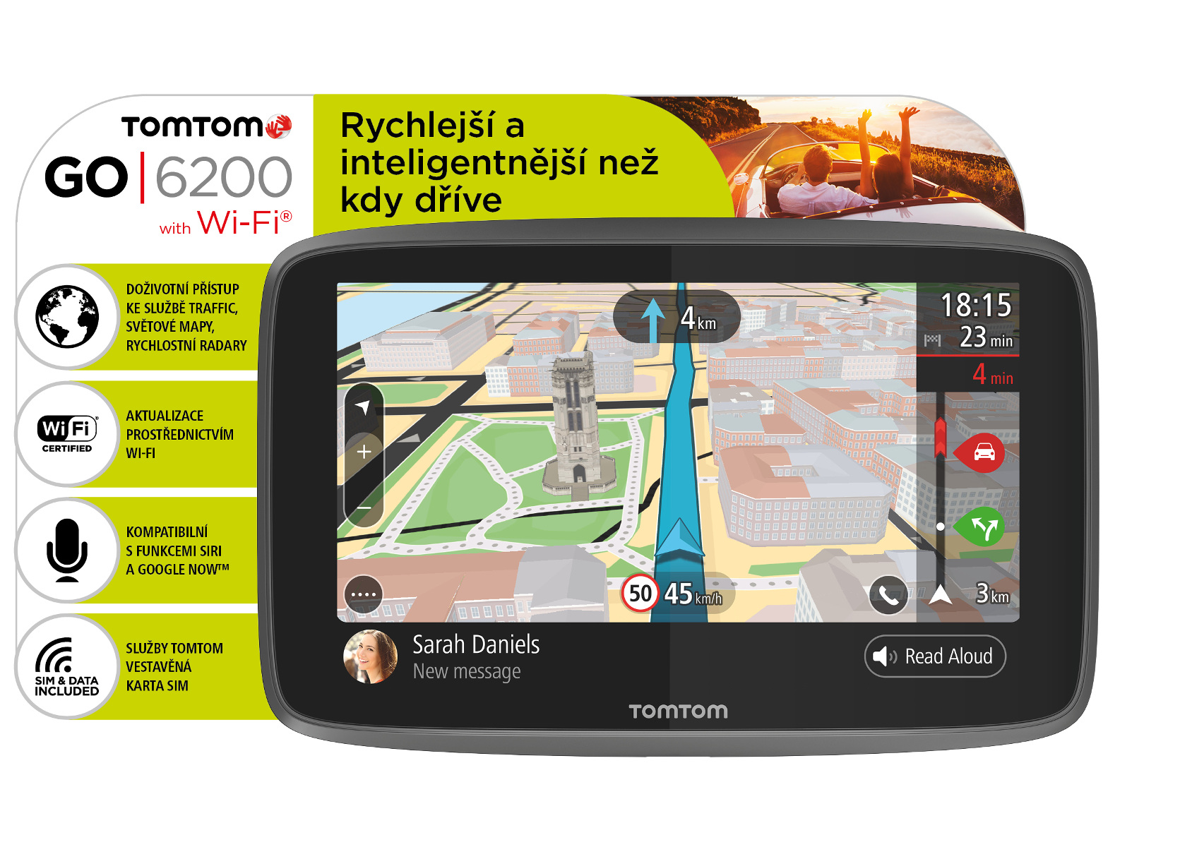 TomTom GO 6200 World, Wi-Fi, LIFETIME mapy