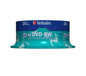 VERBATIM DVD-RW (4x, 4,7GB), 25 cake
