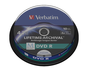 VERBATIM DVD R 4,7 GB (120min) M-Disc 4x Printable, 10-cake