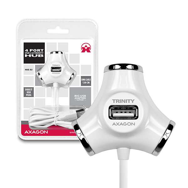 AXAGON extern� 4x USB2.0 TRINITY hub b�l�
