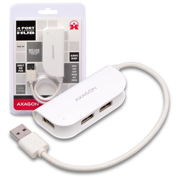 AXAGON extern� 4x USB2.0 READY WHITE hub 
