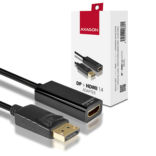 AXAGON RVD-HI14, DisplayPort -> HDMI 1.4 redukce / adapt�r FullHD, 4Kx2K/30Hz