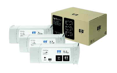HP no 81 - �ern� ink - 3 pack, dye, C5066A