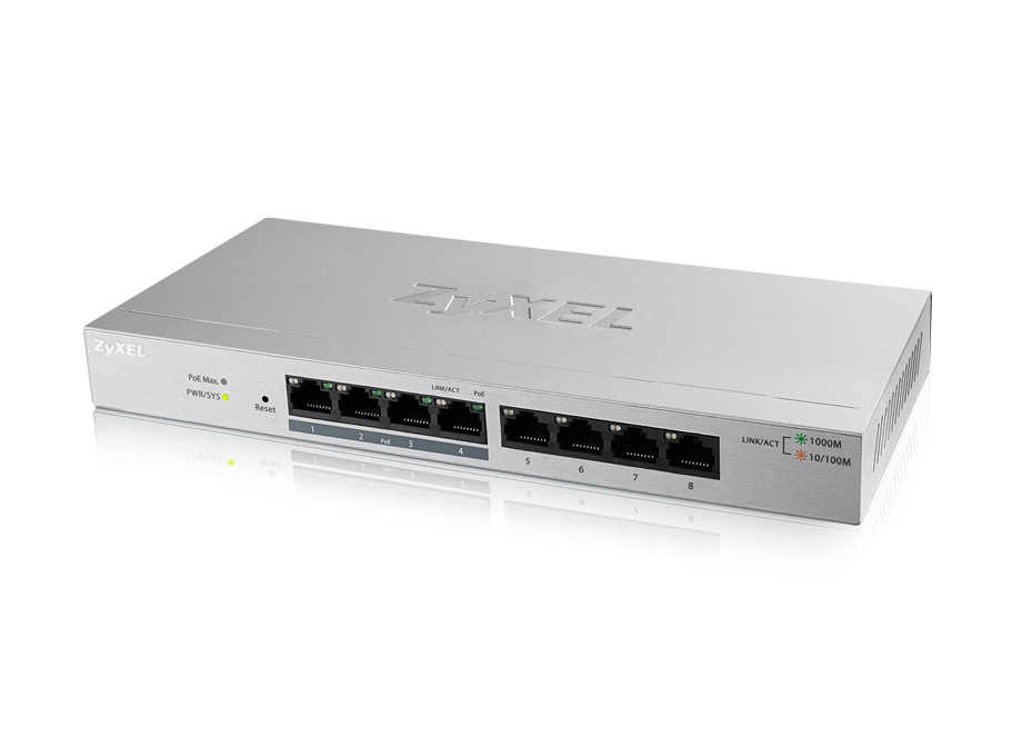 ZyXEL 8xGb 4xPOE fanless desktop switch GS1200-8HP