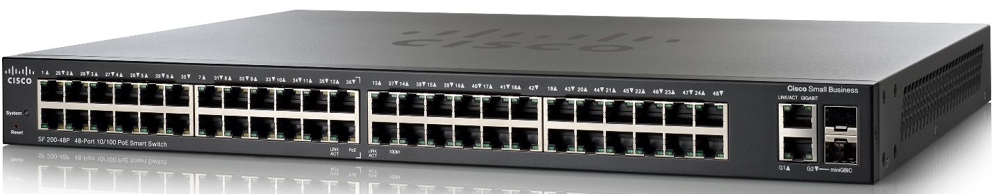 Cisco SF200-48P, 48x10/100, Poe,Smart, SLM248PT-G5