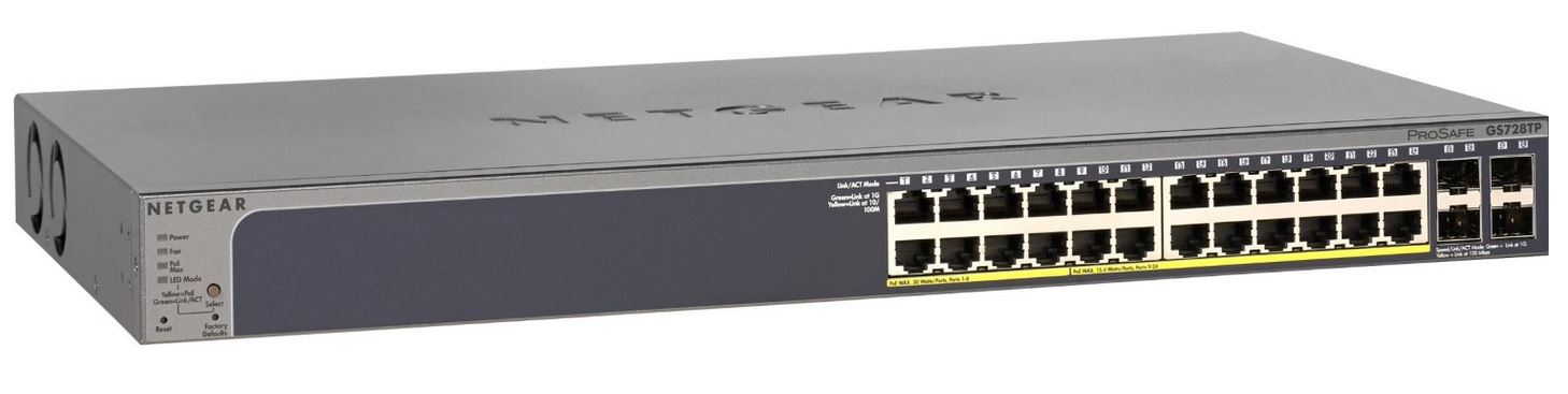 NETGEAR 24x1G PoE+384W and 4xSFP,GS728TPP