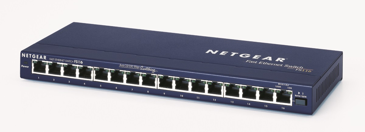NETGEAR ProSAFE 16 Port 10/100 Desktop Switch, Unmanaged, FS116GE