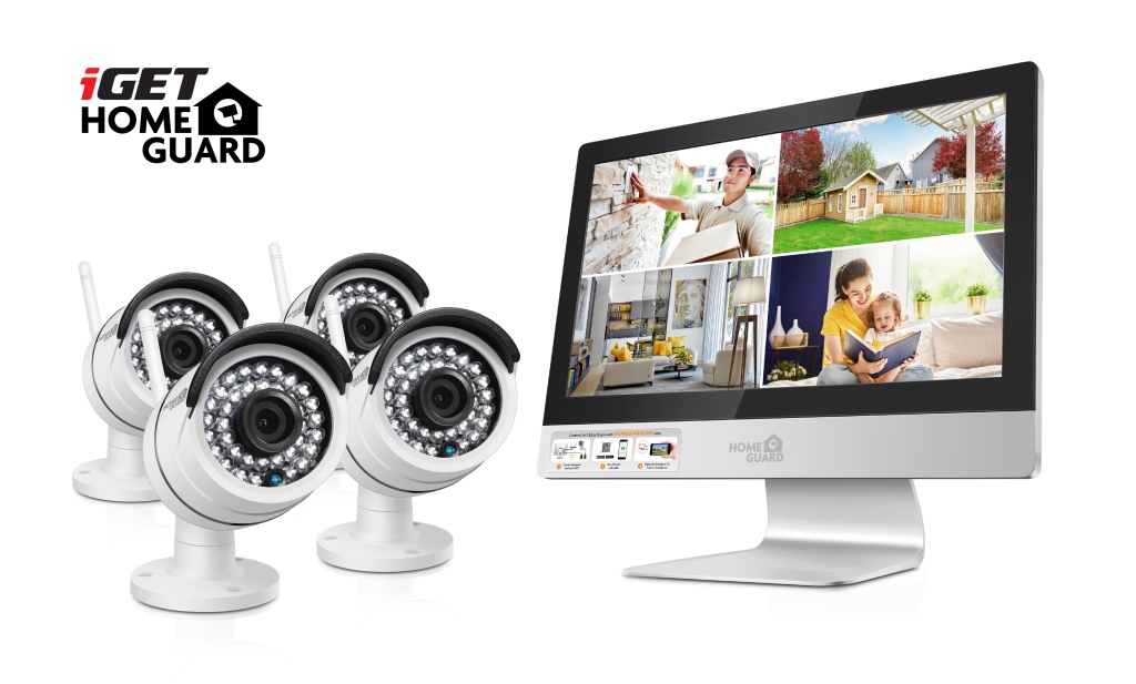 iGET HGNVK49004 - CCTV bezdr�tov� WiFi set HD 960p s LCD displejem 12', 4CH NVR + 4x IP kamera 960p