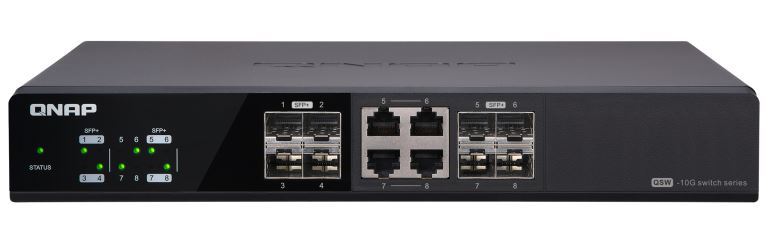 QNAP 10G switch QSW-804-4C: 8x 10G port SFP+ (4x SFP+ a 4x kombinovan� SFP+ / RJ-45)