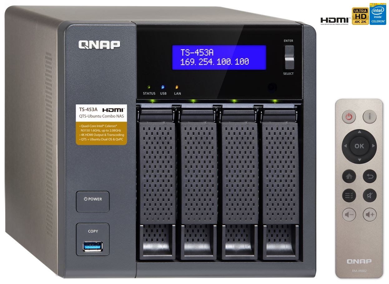 QNAP TS-453A-4G (1,6G/4GB RAM/4xSATA/2xHDMI/4xLAN)