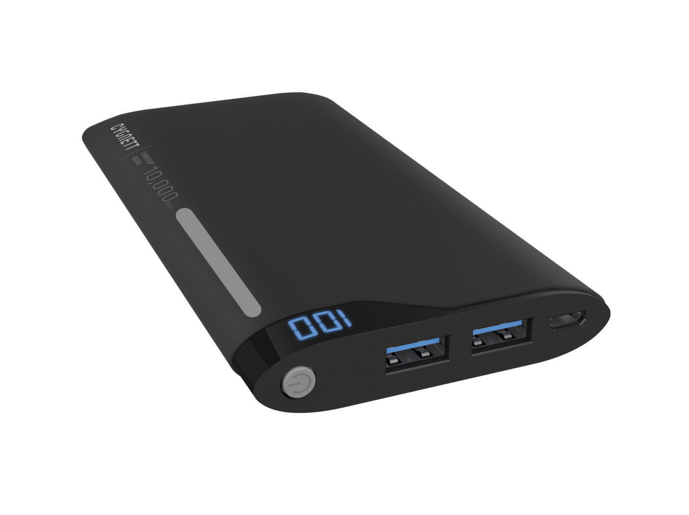 CYGNETT Power Bank 10000mAh, black/grey, Li-Pol technologie, 2 X USB , LCD displej