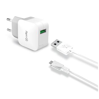 Celly set USB nab�je�ky a microUSB, 2,4 A, b�l�