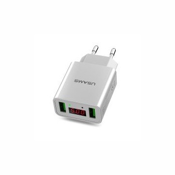 USAMS CC040 Dual USB LED Display Cestovn� Dob�je� White