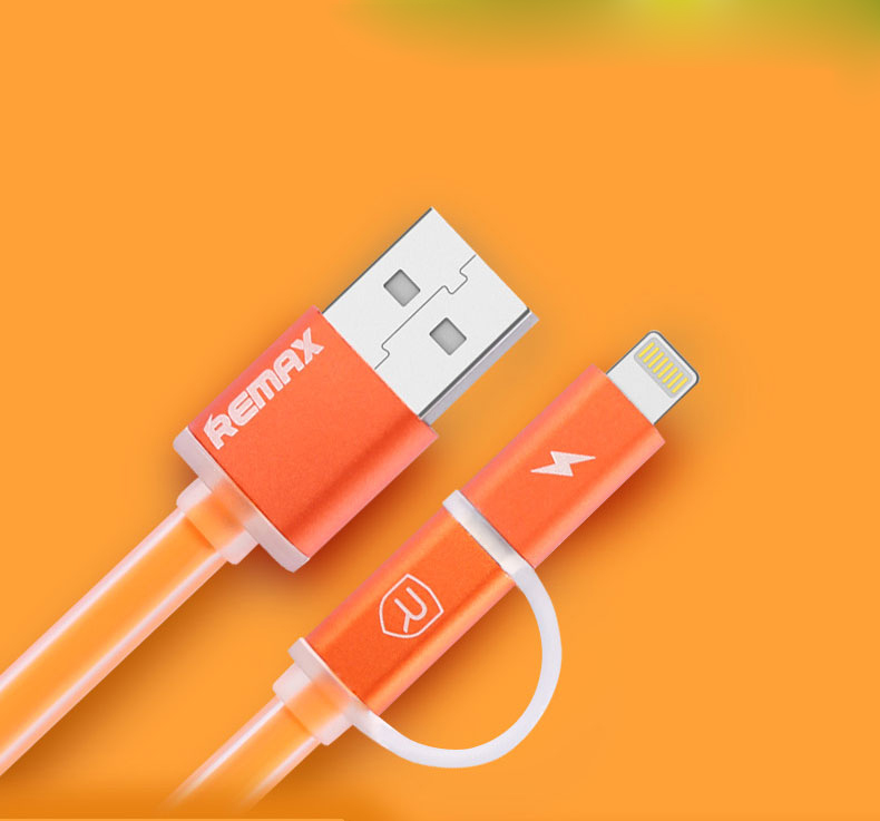 Datov� kabel AURORA ,Micro USB / lighting,oran�ov� 
