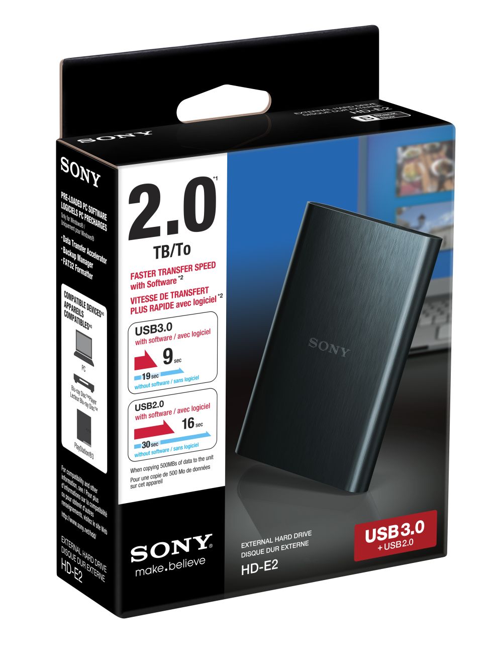 Sony 2.5' extern� HDD 2TB, USB 3.0, hlin�kov�, �ern�