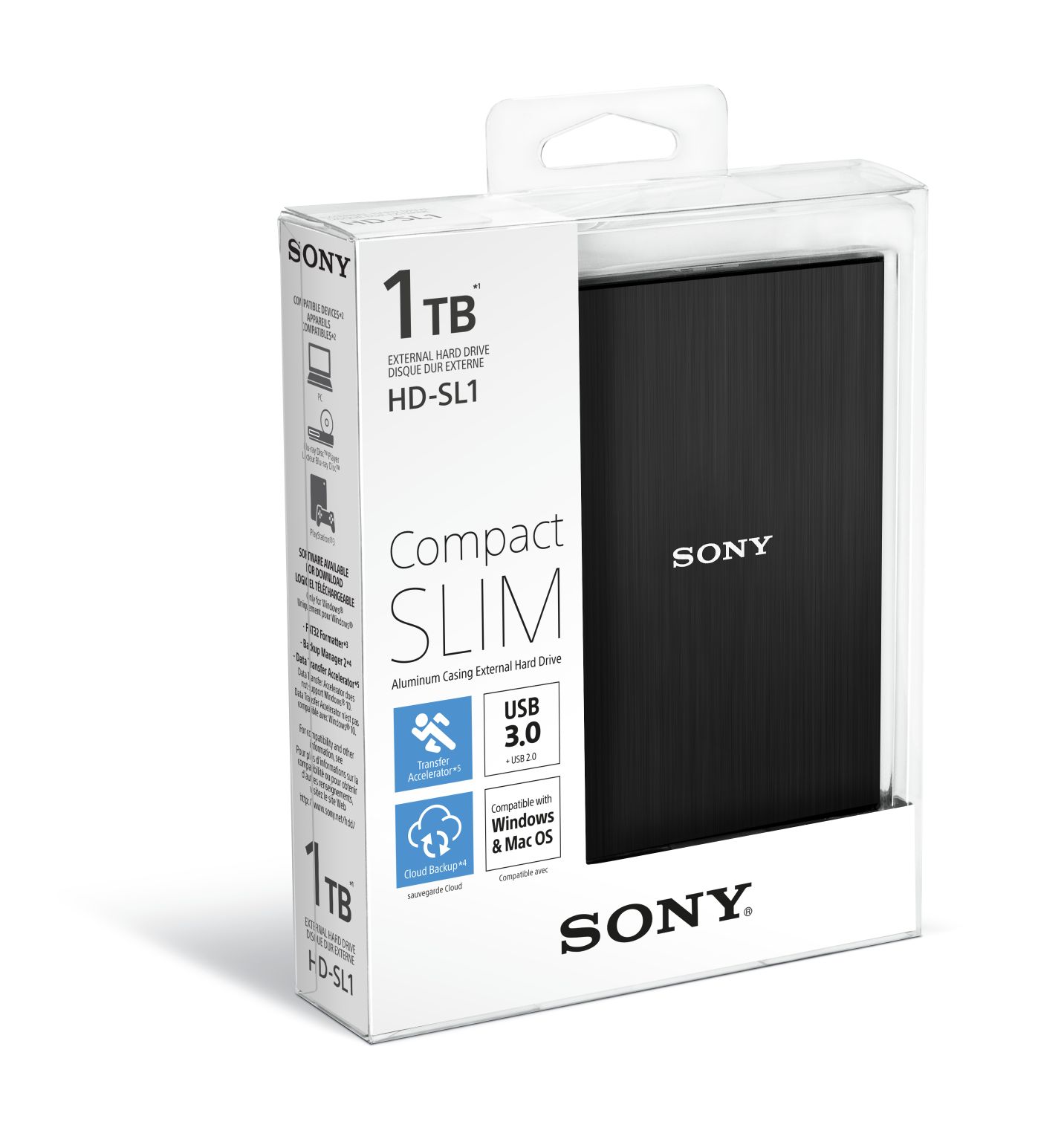 Sony 2.5' extern� HDD 1TB, USB 3.0, hlin�kov�, Slim, �ern�