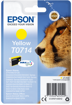 Epson Singlepack Yellow T0714 DURABrite Ultra Ink