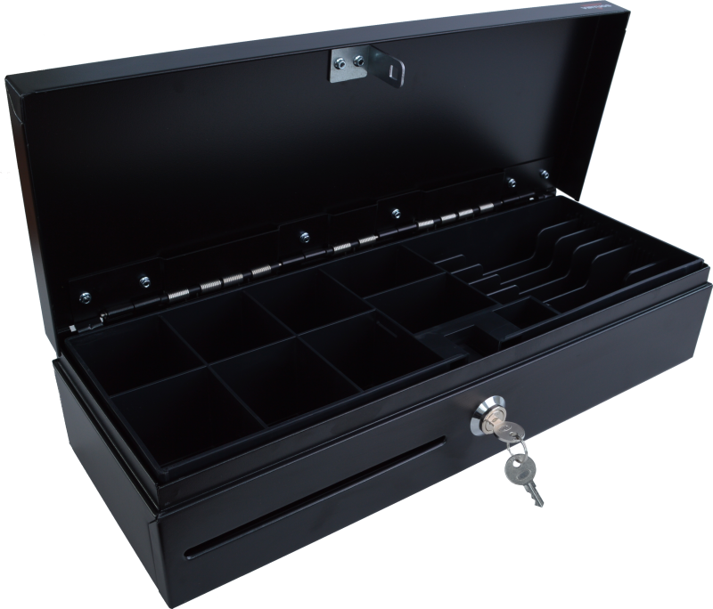 Pokladn� z�suvka flip-top FT-460V1 - bez kabelu, bez zamykateln�ho krytu, 9-24V, �ern�