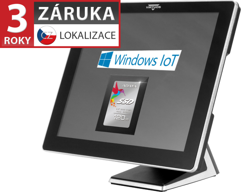 AerPOS PP-9617, 17' LCD LED, 350 cd/m2, i3-2120 3,3GHz, 4GB RAM, 120GB SSD, Win10 IoT, bez rame�ku