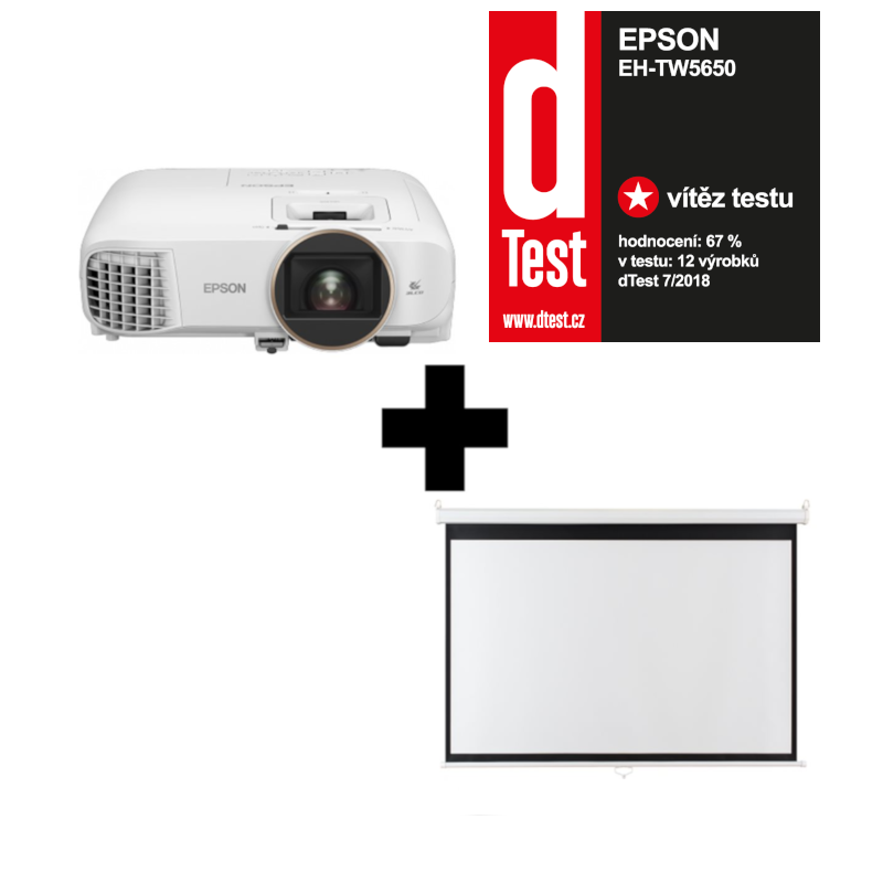 3LCD Epson EH-TW5650,FullHD, 2500 Ansi 60000:1 + pl�tno Aveli 200 x 125