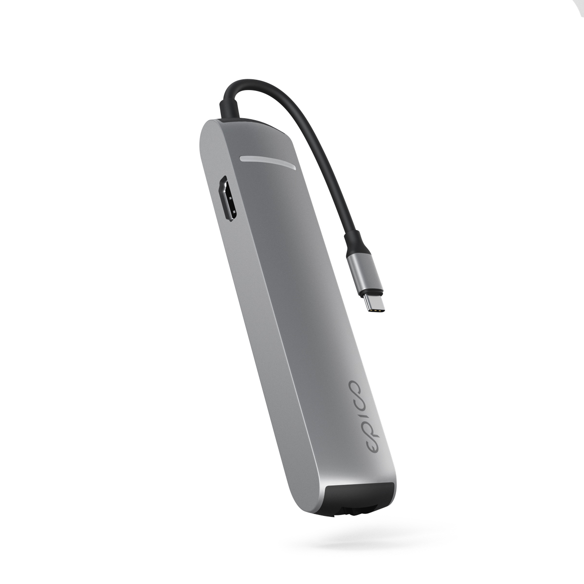 Epico 6v1 Slim Hub 8K s USB-C konektorem - šedá