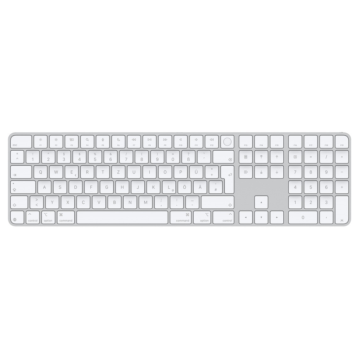 Apple Magic Keyboard Numeric Touch ID/Bezdrátová Bluetooth/GER layout/Bílá